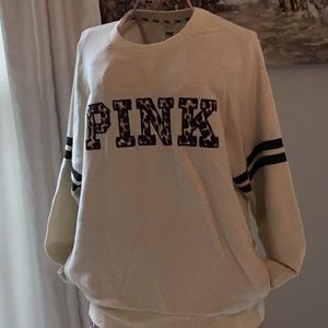 Pink leopard print crew neck